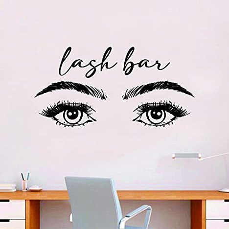 Lash Bar Wall Decal Home Decor Art Vinyl Sticker Quote Bedroom Teen Inspirational Girls Teen Makeup Make Up Lashes Brows Eyelashes Eyebrows Lipstick Mascara Eyeliner Beauty Cosmetics