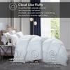 Luxurious California King (Cal King) Size Goose Down Feather Fiber Comforter Duvet Insert, 100% Egyptian Cotton Cover, 80 oz. Fill Weight Comforter (Cal King, White Stripe) view 2
