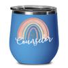 Counselor Boho Rainbow Wine Tumbler Cute Scandinavian Art Appreciation Week Thank You Idea Colorful 12oz Hot Cold Cup Coffee Tea Mug for Men or Women view 1