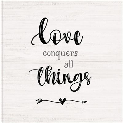 Fine Art Canvas Love Conquers Canvas Wall Decor by Artist Natalie Carpentieri for Living Room, Bedroom, Bathroom, Kitchen, Office, Bar, Dining & Guest Room - Ready to Hang - 18 in x 18 in