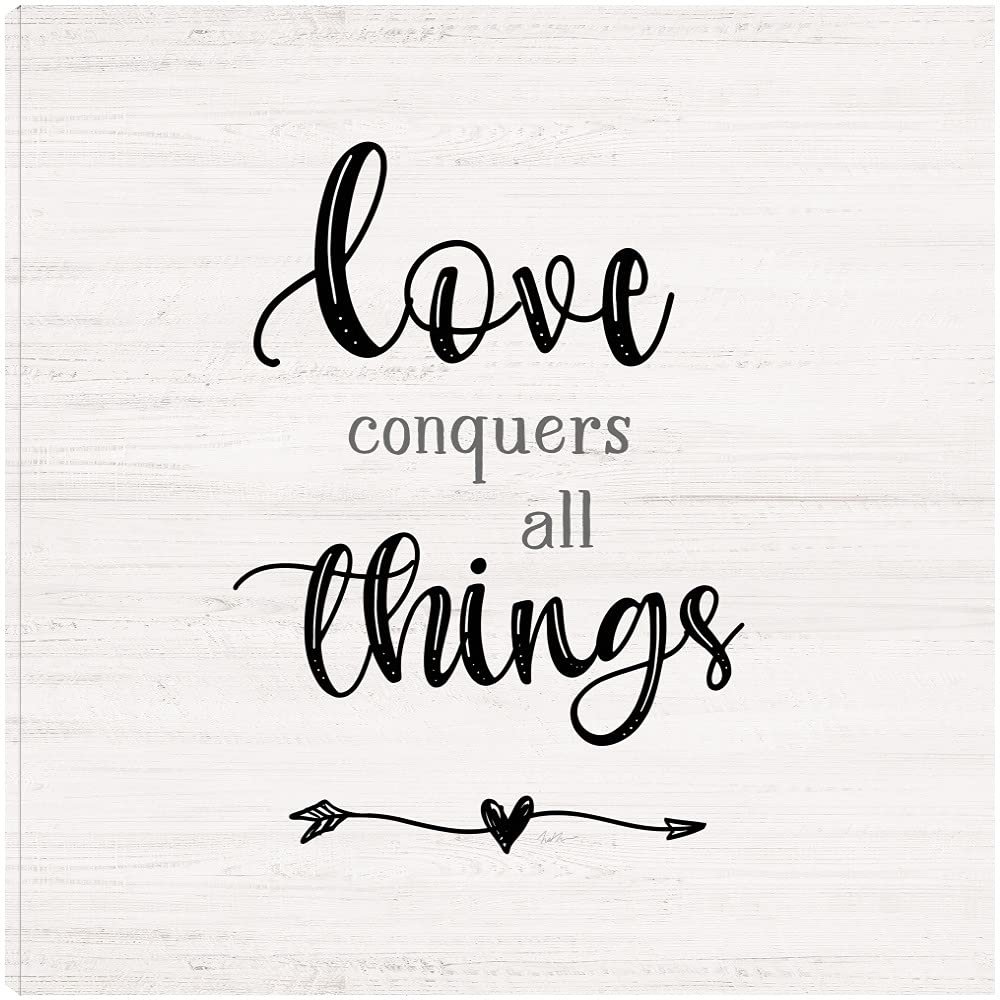 Fine Art Canvas Love Conquers Canvas Wall Decor by Artist Natalie Carpentieri for Living Room, Bedroom, Bathroom, Kitchen, Office, Bar, Dining & Guest Room - Ready to Hang - 18 in x 18 in