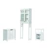 Alaterre Derby 4-Piece Bathroom Storage Set - White, Includes Over Toilet Shelf, Wall-Mounted Cabinet with Glass Doors, Clothes Hamper, and Floor Cabinet, Ideal for Organizing and Decorating view 1