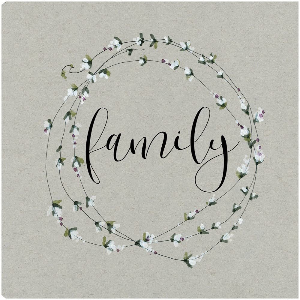 Fine Art Canvas Bouquet of Grace Family Wreath Canvas Wall Decor by Artist Carol Robinson for Living Room, Bedroom, Bathroom, Kitchen, Office, Bar, Dining & Guest Room - Ready to Hang - 18 in x 18 in