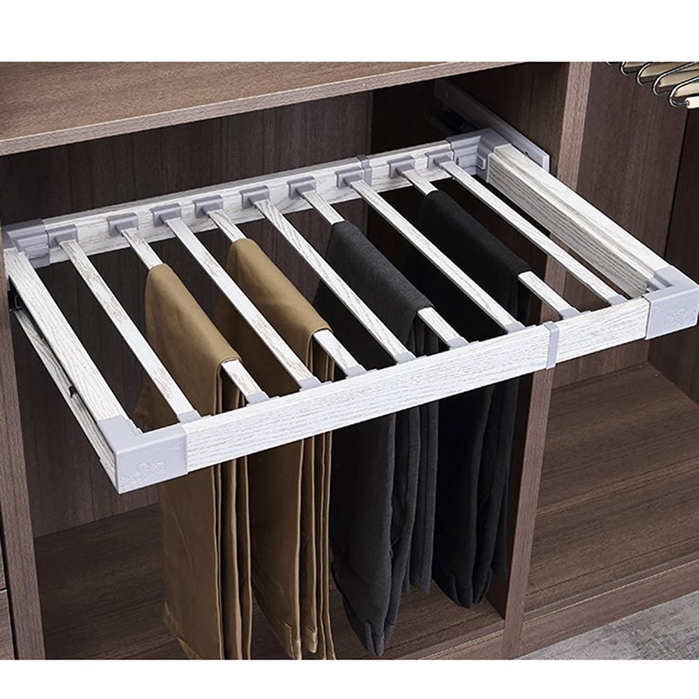 LKP Adjustable Pants Rack, Retractable Wardrobe Hanger Rack, Clothes Organizers for Pants, Removable Closet Storage Rack Rod, Multi Functioning
