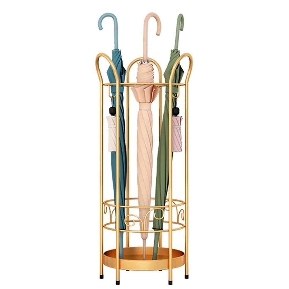 Umbrella Racks Golden Metal Umbrella Stand Umbrella Holder, European Style Retro Large-Capacity Umbrella Stand Umbrella Holder, Entrance Umbrella Organizer, Capacity 12 Umbrellas