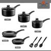 AHEIM Pots and Pans Set, Aluminum Nonstick Cookware Set, Fry Pans, Casserole with Lid, Sauce Pan, and Utensils, 11 Piece Cooking Set (Black) view 2