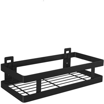 qiuqiu Stainless Steel Wall Mounted Storage Shelf Black Floating Shelf Spice Rack for Kitchen Bathroom with Various Sizes-Black||25cm