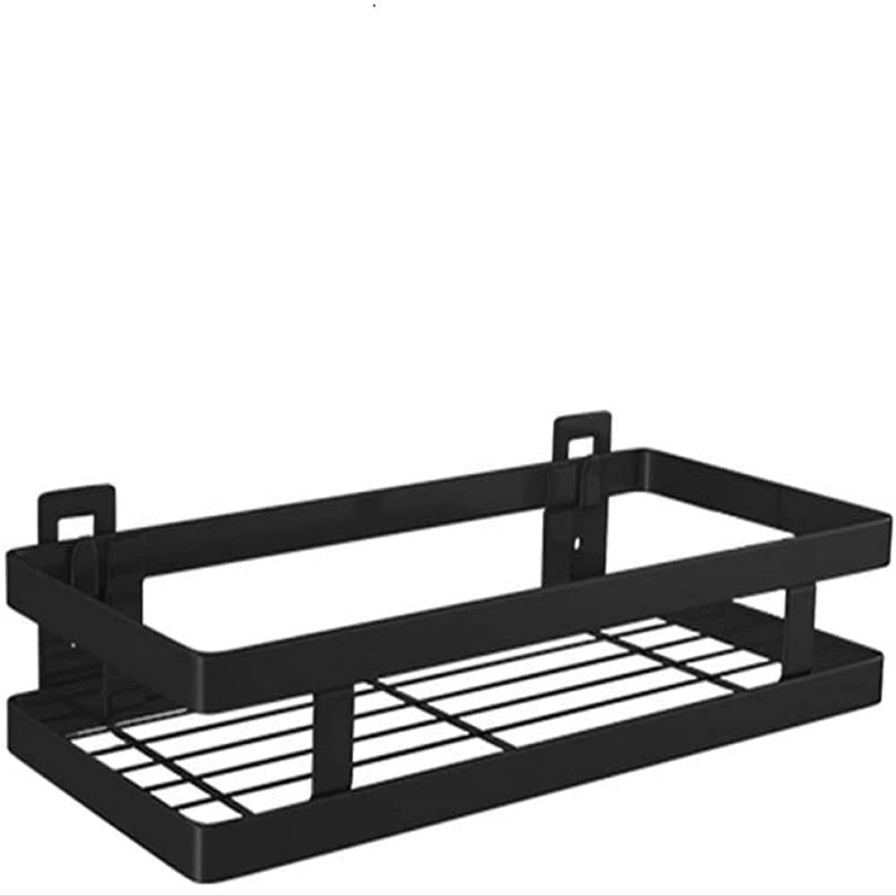 qiuqiu Stainless Steel Wall Mounted Storage Shelf Black Floating Shelf Spice Rack for Kitchen Bathroom with Various Sizes-Black||25cm