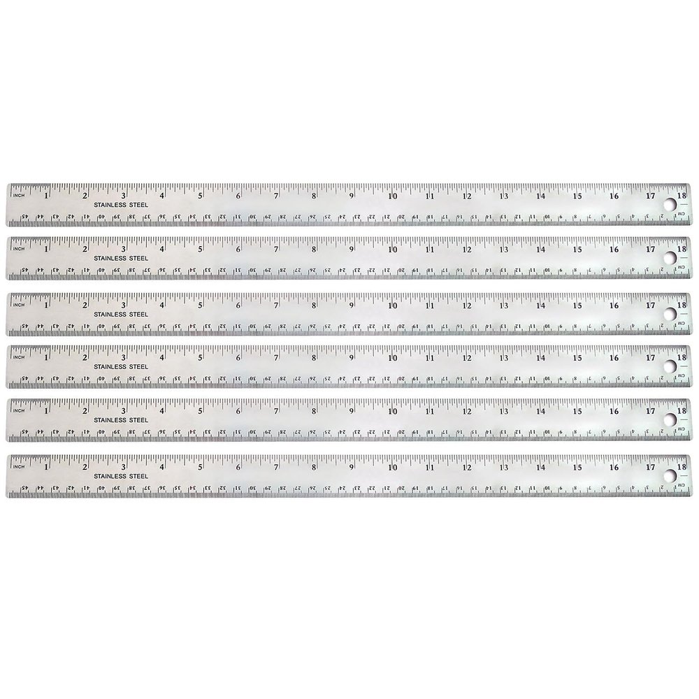 The Pencil Grip 18-inch Stainless Steel Ruler, Pack of 6 (TPG158-6)