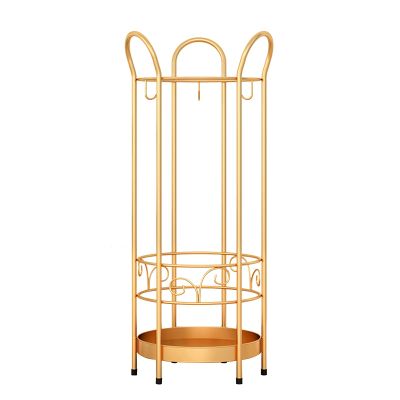 Umbrella Racks Golden Metal Umbrella Stand Umbrella Holder, Large Capacity Umbrella Basket in Hotel Office Cafe, Cue Stick Drawing Axis Storage Basket, 25X60cm