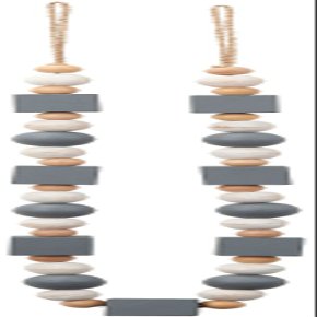 ASCA A-15742-063W Object Wood Bead Garland, Gray White