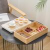 Bamboo Tea Tray, Water Storage And Drainage Tea Tray, 5-compartment Wooden Storage Box, Chinese Kung Fu Coffee Table Gift Box (Color : Black) view 3