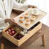 Bamboo Tea Tray, Water Storage And Drainage Tea Tray, 5-compartment Wooden Storage Box, Chinese Kung Fu Coffee Table Gift Box (Color : Black) view 4
