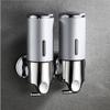 2 Chamber Wall Mounted Bathroom Shower Pump Dispenser and Organizer-Holds Shampoo, Soap, Conditioner, Shower Gel, for Bathroom Kitchen Hotel (Silver 2 Chamber) view 1