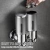 2 Chamber Wall Mounted Bathroom Shower Pump Dispenser and Organizer-Holds Shampoo, Soap, Conditioner, Shower Gel, for Bathroom Kitchen Hotel (Silver 2 Chamber) view 3