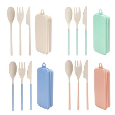 JIABEIUS Reusable Travel Utensils Set with Case, 4 Sets Collapsible Cutlery