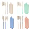 JIABEIUS Reusable Travel Utensils Set with Case, 4 Sets Collapsible Cutlery view 1