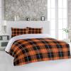 3 Pieces Bedding Set Fall Thanksgiving Day Orange Black Buffalo Plaid,Ultra Soft Queen Quilt Covers pillow shams for Bedroom Classic Tartan Grid,Halloween Duvet Cover Sets All Seasons Use Home Decor view 3