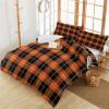 3 Pieces Bedding Set Fall Thanksgiving Day Orange Black Buffalo Plaid,Ultra Soft Queen Quilt Covers pillow shams for Bedroom Classic Tartan Grid,Halloween Duvet Cover Sets All Seasons Use Home Decor view 4