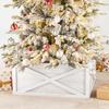 Glitzhome Christmas Tree Collar, 32" L Washed White Wooden Tree Collar Tree Stand Cover Christmas Tree Collars for Artificial Trees view 1