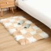 CKLZSAY Fluffy Faux Fur Brown and White Checkered RugSmall Area Rug,2x4 Ft Ultra Soft Shaggy Plush Rug for Bedroom Living Room Bedside Nursery Kids Room view 1