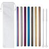 7 Pcs 8.5" Reusable Boba Drinking Straws 304 Stainless Steel Straws Set with 2 Cleaning Brushes Wide Metal Straw for Bubble Tea Milkshakes Smoothie Bar Accessory (Mixed Color) view 1
