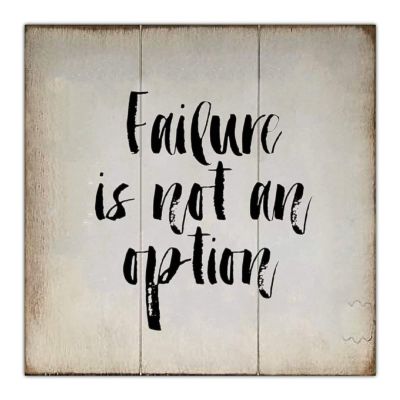 Aihesui Wood Signs Wall Hanging Wall Decoration Failure is Not an Option Sign for Living Room Kitchen Batheroom Bedroom Office School 16x16inch