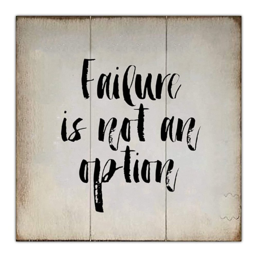 Aihesui Wood Signs Wall Hanging Wall Decoration Failure is Not an Option Sign for Living Room Kitchen Batheroom Bedroom Office School 16x16inch