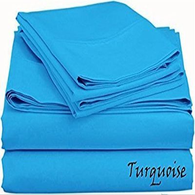 Full XXL Size Sheet Set - 4 Piece - Hotel Luxury Bed Sheets- Easy- Fits 21" Deep Pocket Bedsheet 850-Thread Count 100% Egyptian Cotton (Full XXL - 54" X 84"- Turquoise Solid)