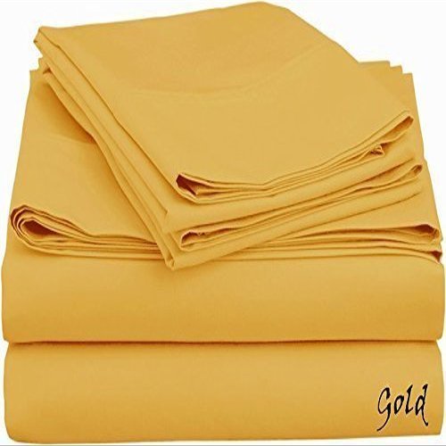 California King Size Sheet Set - 4 Piece - Hotel Luxury Bed Sheets- Easy- Fits 21" Deep Pocket Bedsheet 850-Thread Count 100% Egyptian Cotton (California King - 72" X 84"- Gold Solid)