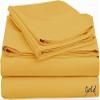 California King Size Sheet Set - 4 Piece - Hotel Luxury Bed Sheets- Easy- Fits 21" Deep Pocket Bedsheet 850-Thread Count 100% Egyptian Cotton (California King - 72" X 84"- Gold Solid) view 1