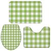 3 Pieces Bathroom Rugs and Mats Sets Green Buffalo Plaid Gingham,Non Slip Water Absorbent Bath Rug,Toilet Seat/Lid Cover,U-Shaped Toilet Mat,Home Decor Doormats Pastoral Farm Style view 2