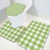 3 Pieces Bathroom Rugs and Mats Sets Green Buffalo Plaid Gingham,Non Slip Water Absorbent Bath Rug,Toilet Seat/Lid Cover,U-Shaped Toilet Mat,Home Decor Doormats Pastoral Farm Style view 3