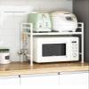 ACXZ Expandable Microwave Rack 2-Tier, Adjustable Height & Width, Kitchen Counter Baker's Rack Storage Stand Shelf, Toaster Organizer, White (16-241319in) view 1