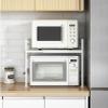 ACXZ Expandable Microwave Rack 2-Tier, Adjustable Height & Width, Kitchen Counter Baker's Rack Storage Stand Shelf, Toaster Organizer, White (16-241319in) view 3
