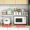 ACXZ Expandable Microwave Rack 2-Tier, Adjustable Height & Width, Kitchen Counter Baker's Rack Storage Stand Shelf, Toaster Organizer, White (16-241319in) view 4