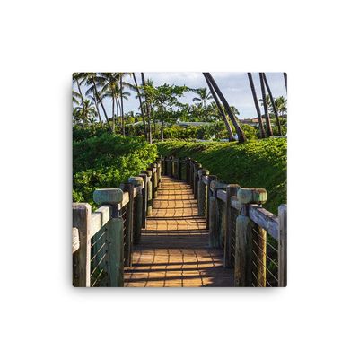 12x12 Maui Wailea Beach Path Canvas Wall Art: Hawaii Boardwalk Print Gift, Hawaiian Coastal Home Dcor Photo, Tropical Picture for Office Living Room or Bedroom, Fine Art Photography