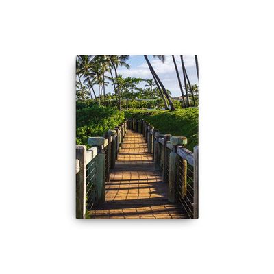 12x16 Maui Wailea Beach Path Canvas Wall Art: Hawaii Boardwalk Print Gift, Hawaiian Coastal Home Dcor Photo, Tropical Picture for Office Living Room or Bedroom, Fine Art Photography