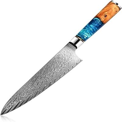 Chef Knife, 8 inch Damascus Steel Nakiri Knife Ebony Handle Japanese Chef Knife Chinese Kitchen Knife Cooking Knife Kitchen Cutlery Chef Knife Kitchen Knife BY KKZY