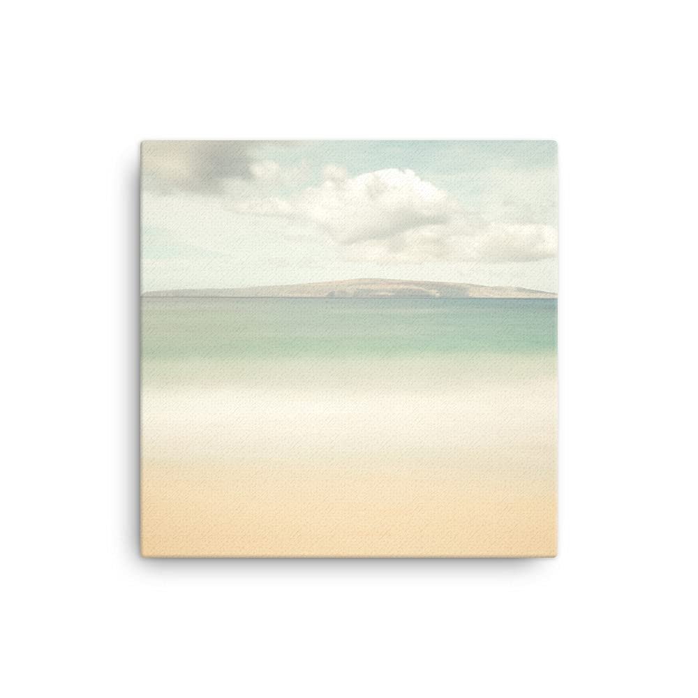 12x12 Maui Big Beach Canvas Wall Art Print: Wailea Makena Hawaii Coastal Home Decor, Hawaiian Tropical Photo for Office Living Room or Bedroom, Fine Art Photography Gift