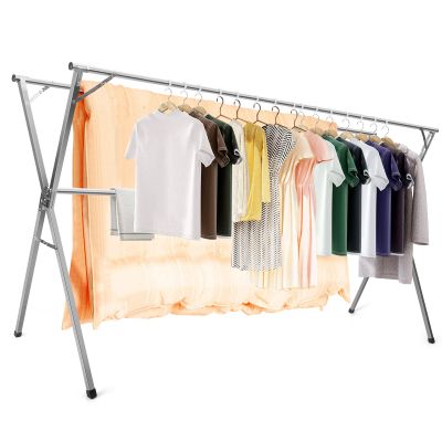 AIODE Clothes Racks for Hanging,94.5 inch for Stainless Steel Adjustable and Foldable Space Saving Laundry Clothes Drying Rack for Indoor Outdoor with Windproof Hooks