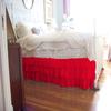 1 Piece Solid 15" Drop Split Corner Multi Ruffle Bed Skirt 600TC Egyptian Cotton (Red, Queen) view 1