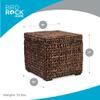 BIRDROCK HOME Storage Cube Box with Lid - Brown Wash Seagrass - Hand Woven Container for Blankets Pillows - Sturdy Metal Frame view 2