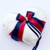 Flower Girl Basket and Ring Bearer Pillow Set in Marsala Red and Navy Blue Color, Pearl Handle Basket, Navy Wedding Basket Heart Ring Pillow (3 Baskets) view 3