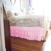 1 Piece Solid 15" Drop Split Corner Multi Ruffle Bed Skirt 600TC Egyptian Cotton (Pink, Twin XL) view 1