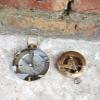 2 Piece Push Button Compass Antique Nautical Map Reader Compass 3" Brass Navigation Pocket Compass with Brown view 3
