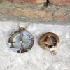 2 Piece Push Button Compass Antique Nautical Map Reader Compass 3" Brass Navigation Pocket Compass with Brown view 4