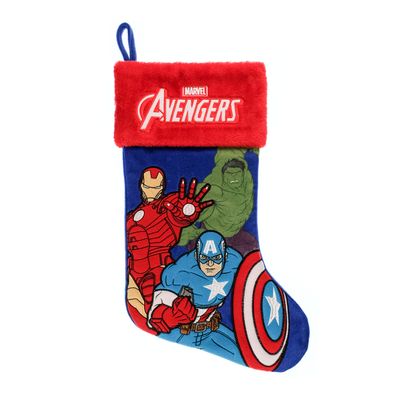Ruz Avengers 20" Applique Christmas Stocking, Gift Holder for Stocking Stuffers, Indoor Home Decor and Holiday Decoration, Blue