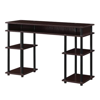 Convenience Concepts Designs2Go No-Tools Student Desk with Shelves in Espresso Wood Finish