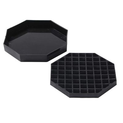 Restaurantware Octagon Drip Tray, Black Plastic, 5 Inch x 5 Inch, 1 Removable Grate, Dishwasher Safe, For Beverages